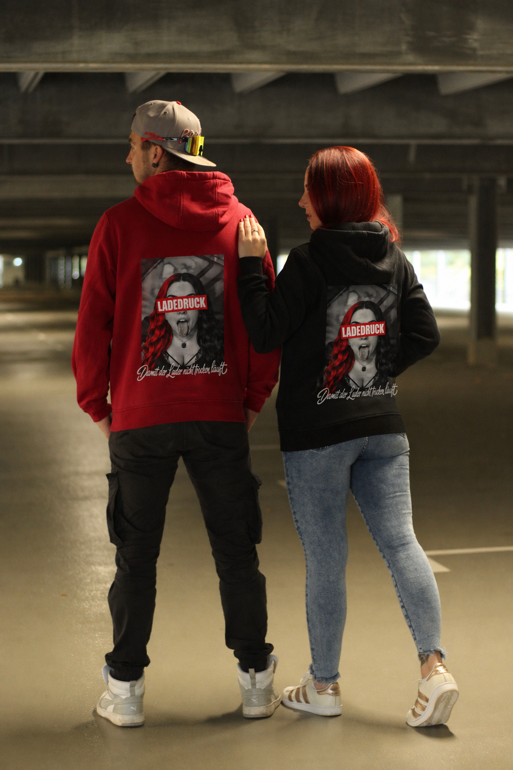 BoostedDevil Unisex Hoodie mit Kapuze " LADEDRUCK "| Kapuzenpullover aus Baumwolle/Polyester | Front- und Backprint