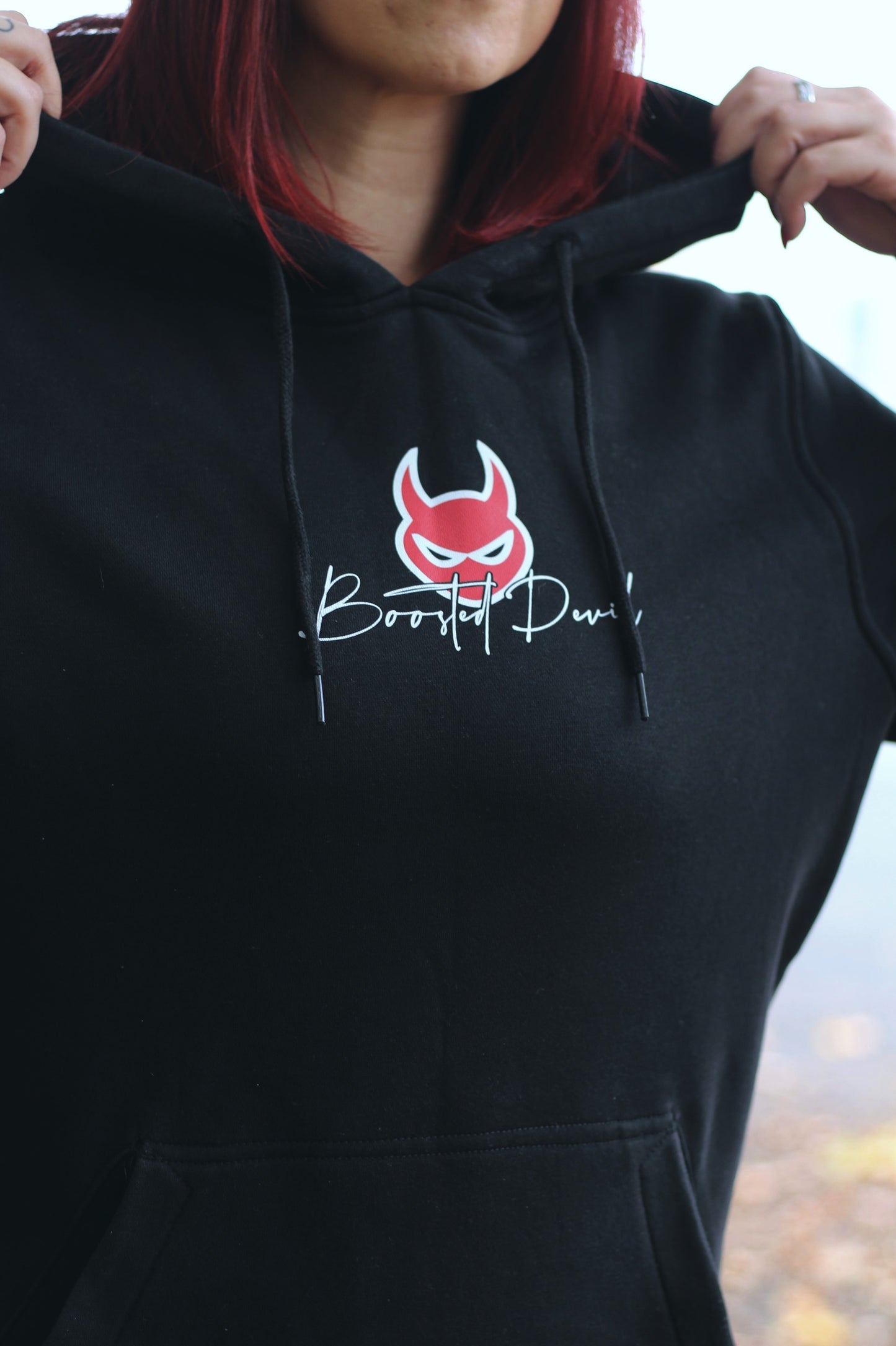 BoostedDevil Unisex Hoodie mit Kapuze " CRIME "| Kapuzenpullover aus Baumwolle/Polyester | Front- und Backprint