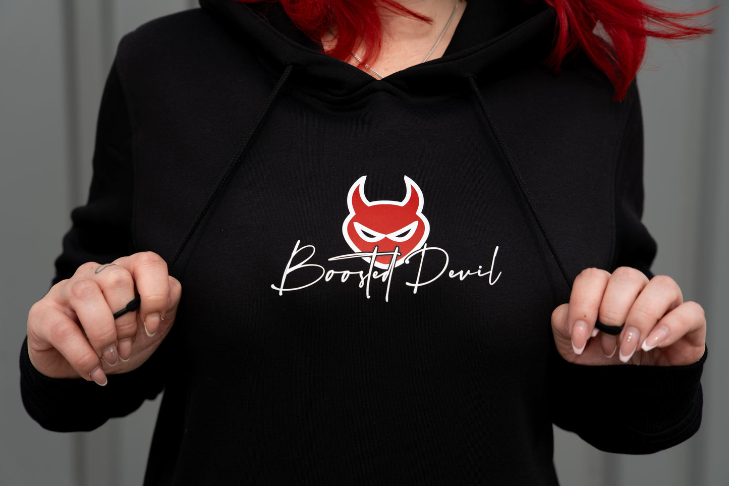BoostedDevil Unisex Hoodie mit Kapuze " BOOSTED "| Kapuzenpullover aus Baumwolle/Polyester | Front- und Backprint