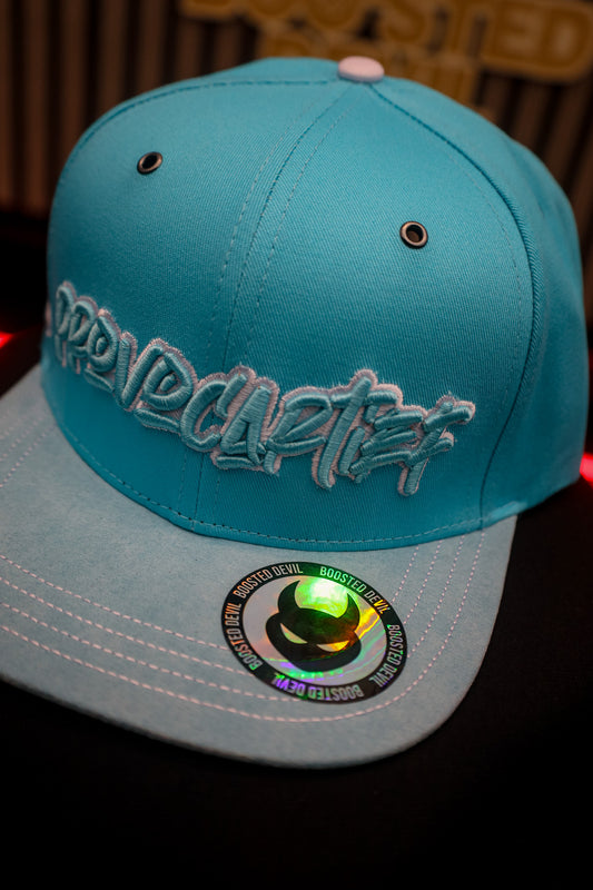 Premium Snapback Cap - BABYBLAU - Exklusives Design mit Alcantara-Schirm - LIMITIERT