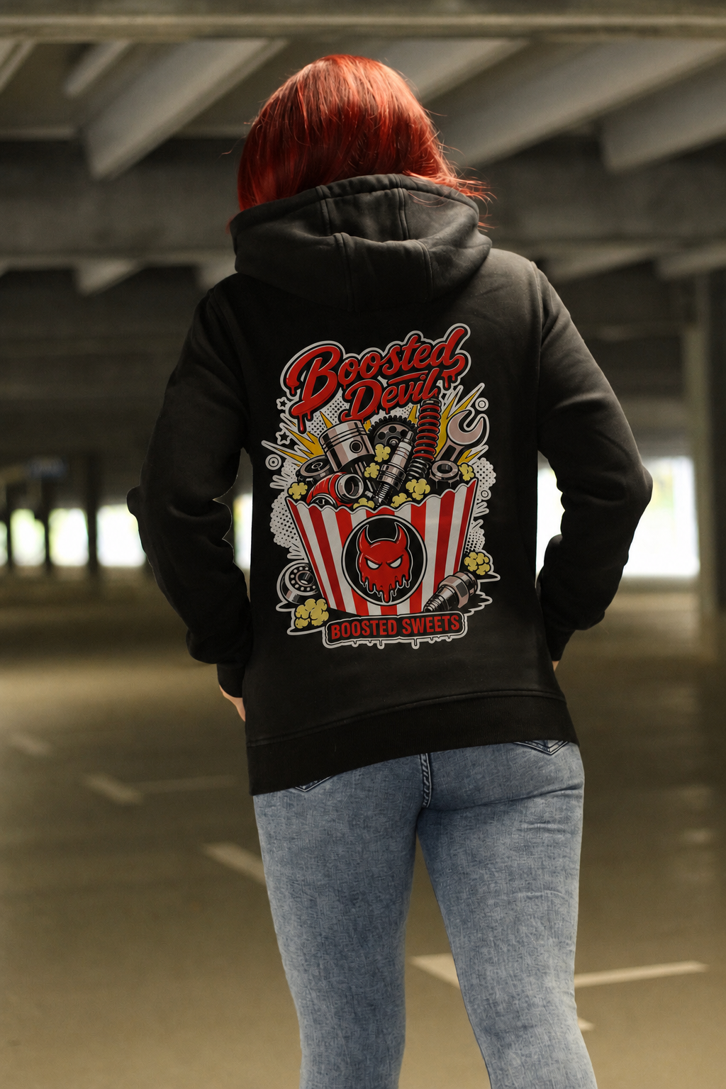 BoostedDevil Unisex Hoodie mit Kapuze " SWEETS "| Kapuzenpullover aus Baumwolle/Polyester | Front- und Backprint
