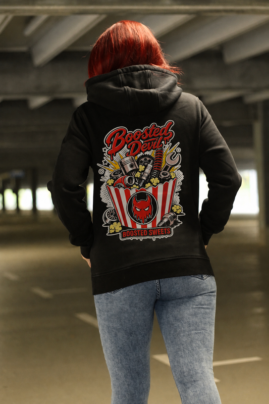 BoostedDevil Unisex Hoodie mit Kapuze " SWEETS "| Kapuzenpullover aus Baumwolle/Polyester | Front- und Backprint