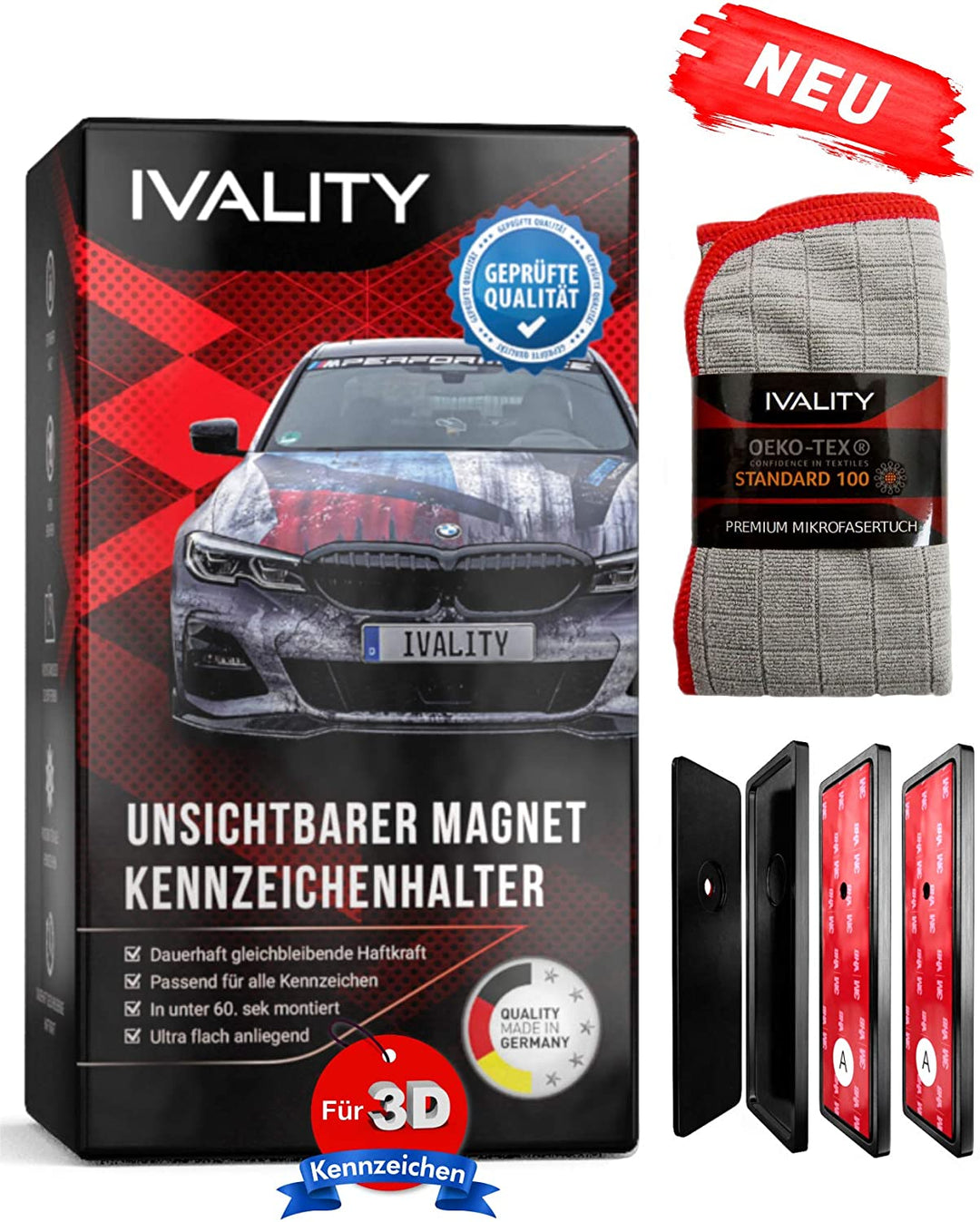 Magnetischer Kennzeichenhalter auf Stoßstange 2er Set für Alu Kennzeichen