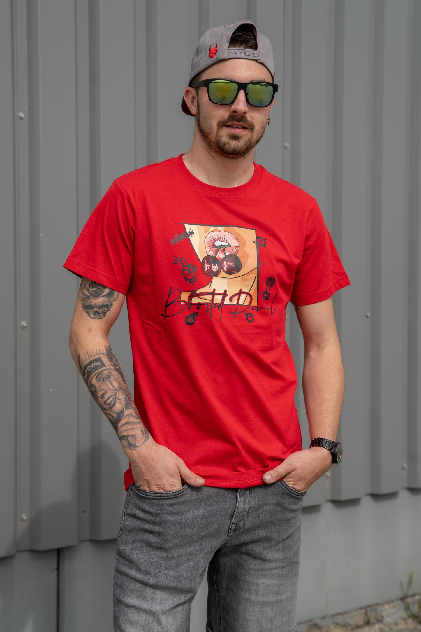 BoostedDevil T-Shirt mit Frontprint "Cherry" | Baumwolle |