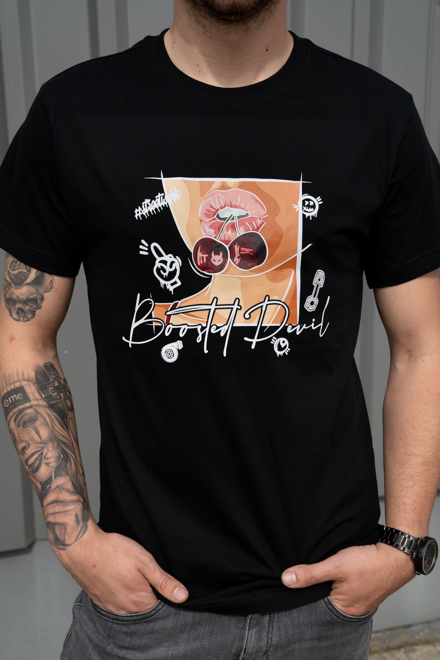 BoostedDevil T-Shirt mit Frontprint "Cherry" | Baumwolle |