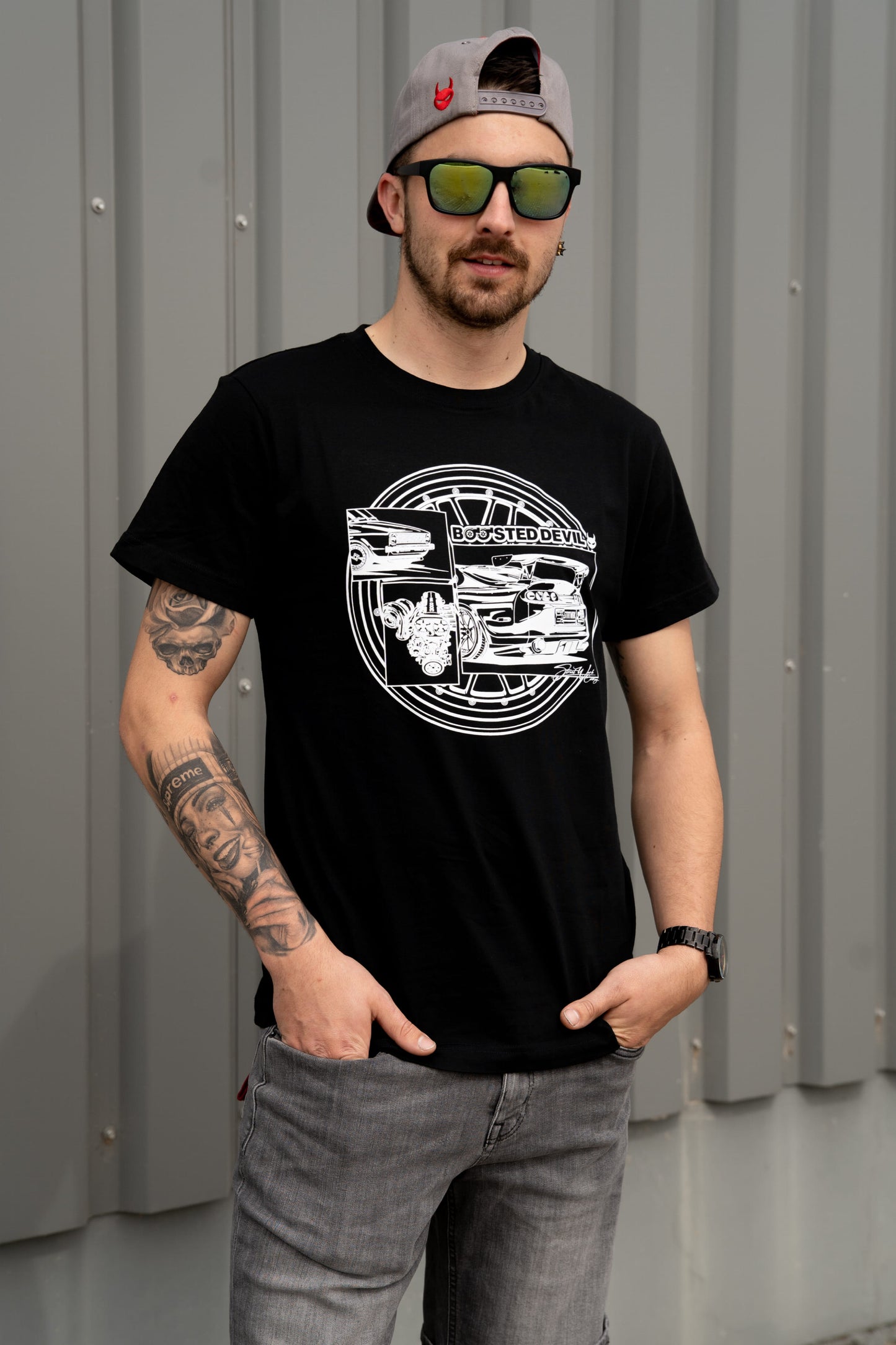 BoostedDevil T-Shirt mit Frontprint | Baumwolle | VW Golf & Toyota Supra Design