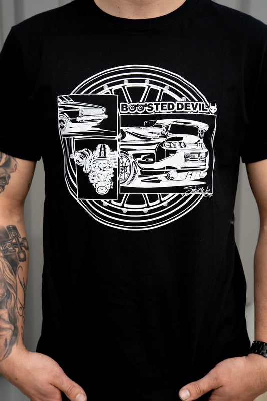 BoostedDevil T-Shirt mit Frontprint | Baumwolle | VW Golf & Toyota Supra Design