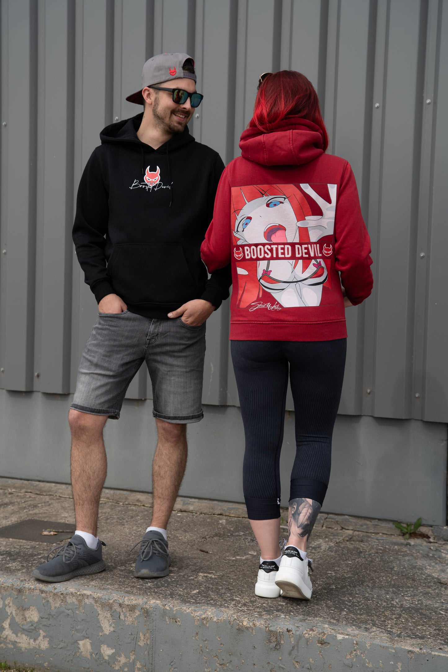 BoostedDevil Unisex Hoodie mit Kapuze "Manga-Style"| Kapuzenpullover aus Baumwolle/Polyester | Front- und Backprint