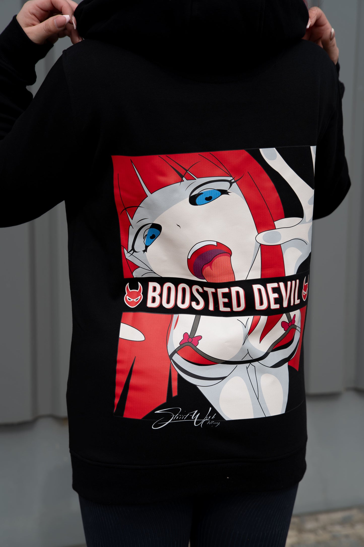 BoostedDevil Unisex Hoodie mit Kapuze "Manga-Style"| Kapuzenpullover aus Baumwolle/Polyester | Front- und Backprint