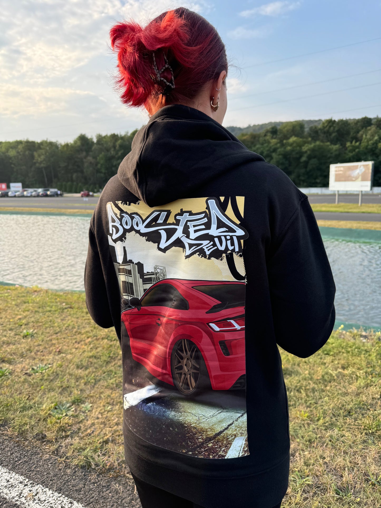 BoostedDevil Unisex Zipper mit Kapuze "Streetstyle" Kapuzenpullover aus Baumwolle/Polyester  Front- und Backprint