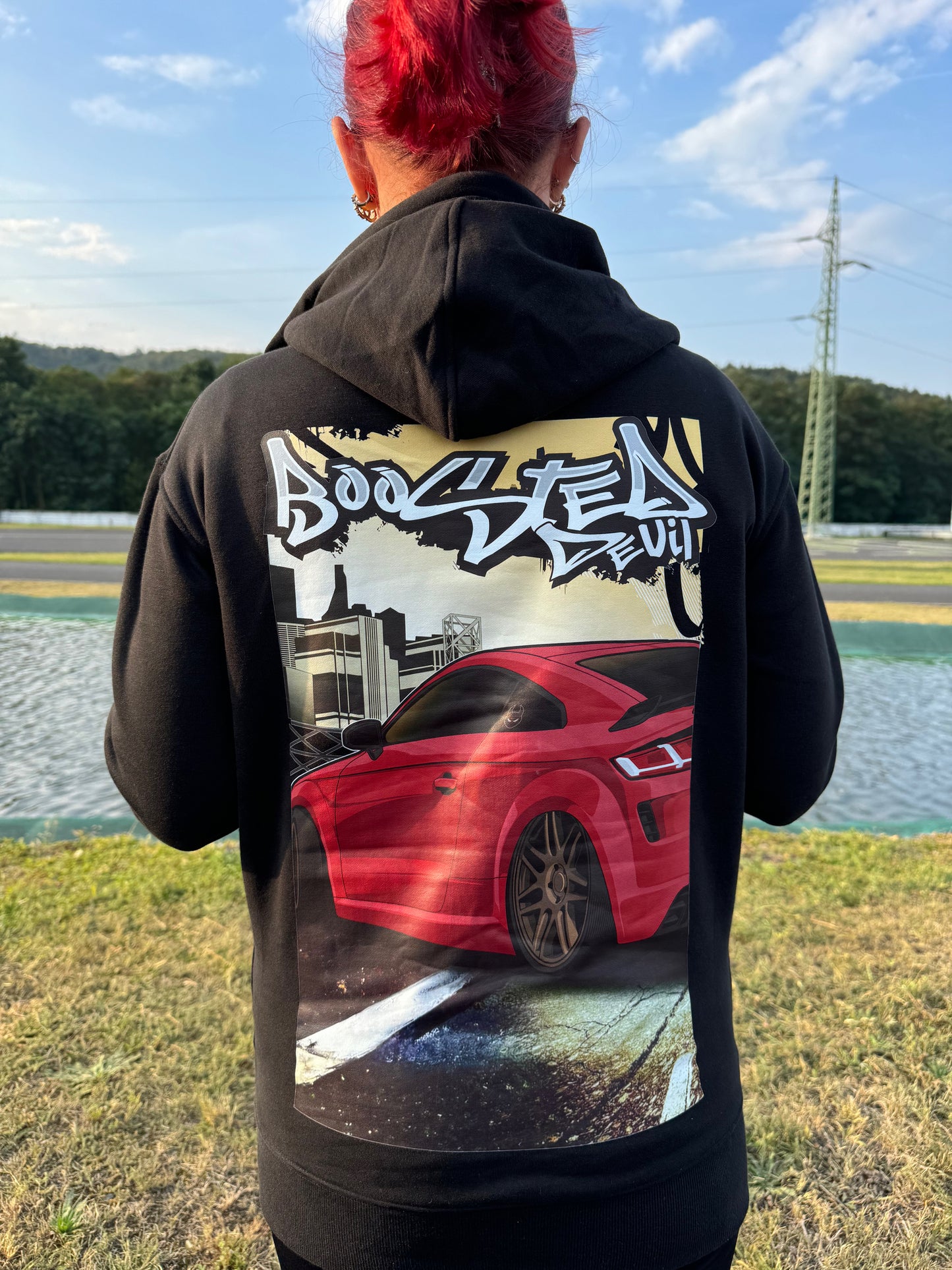 BoostedDevil Unisex Zipper mit Kapuze "Streetstyle" Kapuzenpullover aus Baumwolle/Polyester  Front- und Backprint