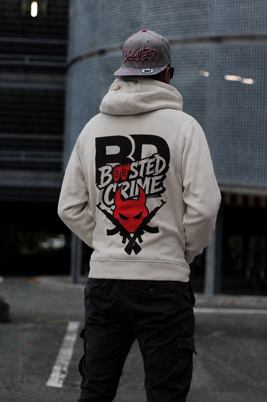 BoostedDevil Unisex Hoodie mit Kapuze " CRIME "| Kapuzenpullover aus Baumwolle/Polyester | Front- und Backprint