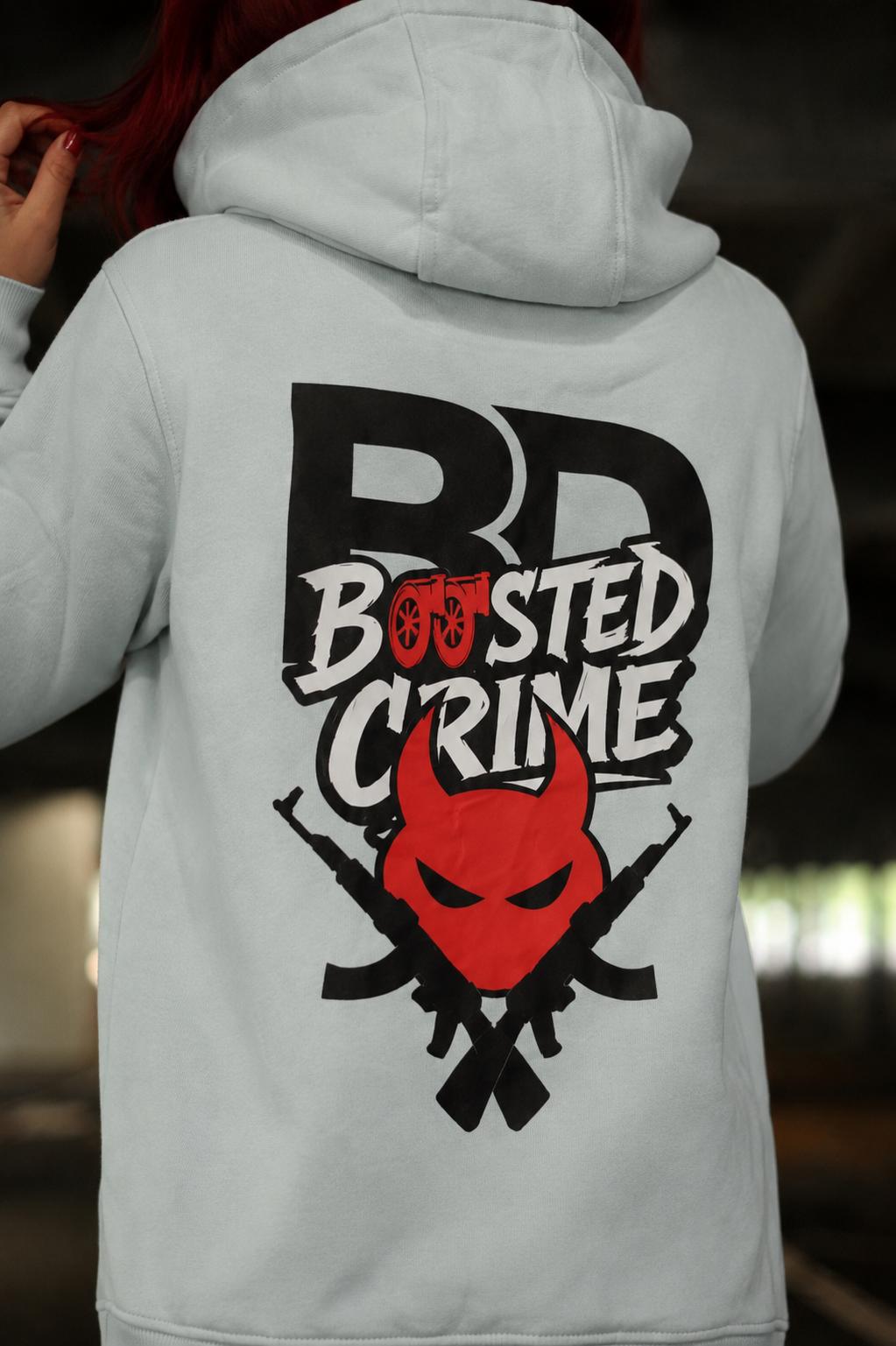 BoostedDevil Unisex Hoodie mit Kapuze " CRIME "| Kapuzenpullover aus Baumwolle/Polyester | Front- und Backprint