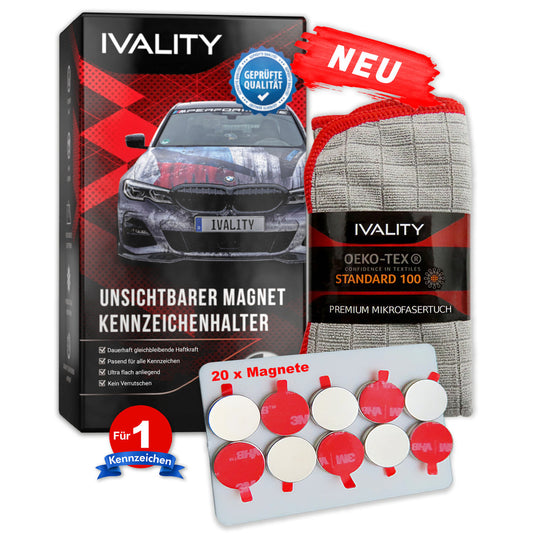 Magnetischer Clean Kennzeichenhalter hinter der Stoßstange 1er Set für Alu & 3D Kennzeichen